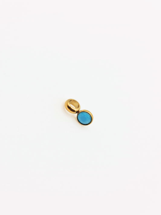 The Charm Shop December Turquoise Birthstone 18k Gold Plated DIY Charm- Waterproof & Tarnish-Free