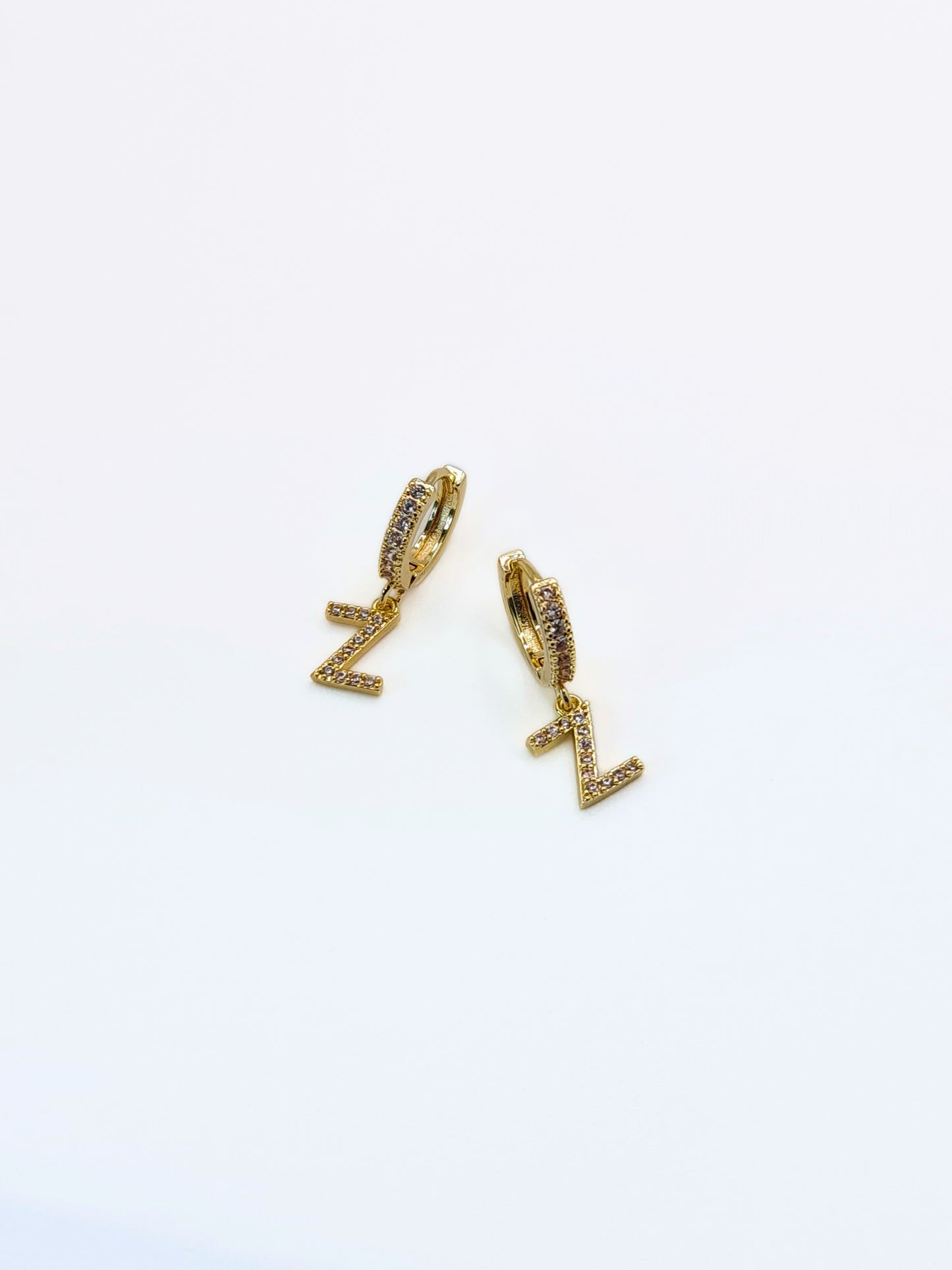 The Lana 'Z' Initial 18k Gold Plated Stainless Steel Crystal Drop Hoop Earring