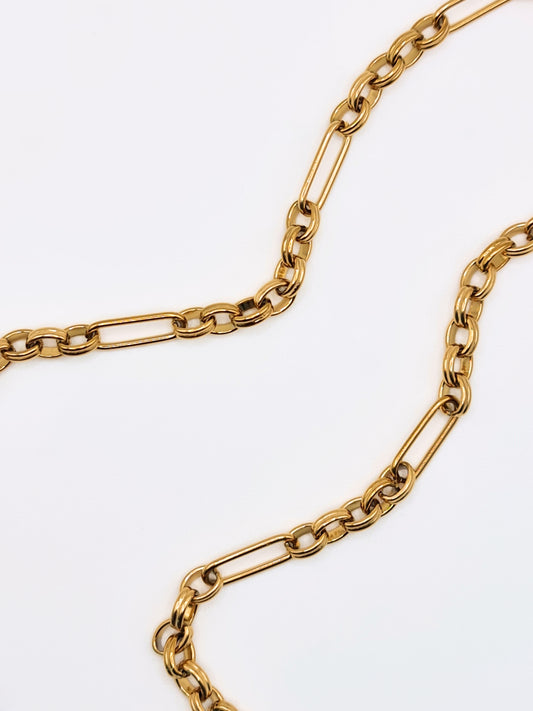 The Alexander 18k Gold Plated Stainless Medium Mixed Link Chain Necklace.