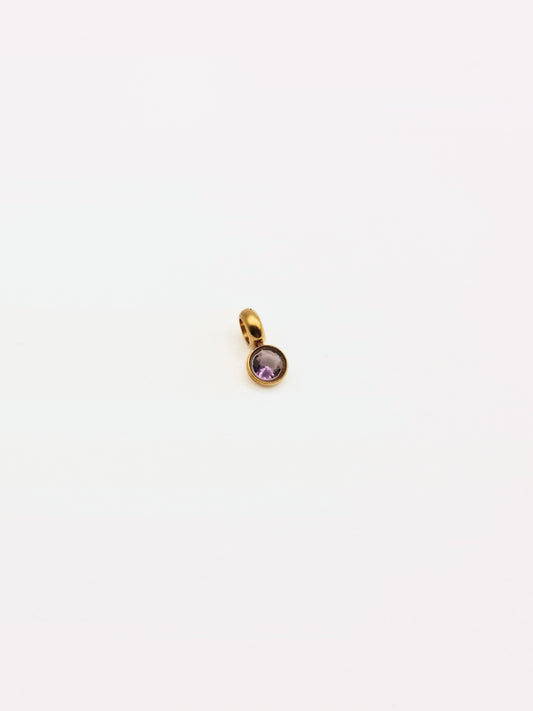 The Charm Shop February Amethyst Birthstone 18k Gold Plated DIY Charm- Waterproof & Tarnish-Free