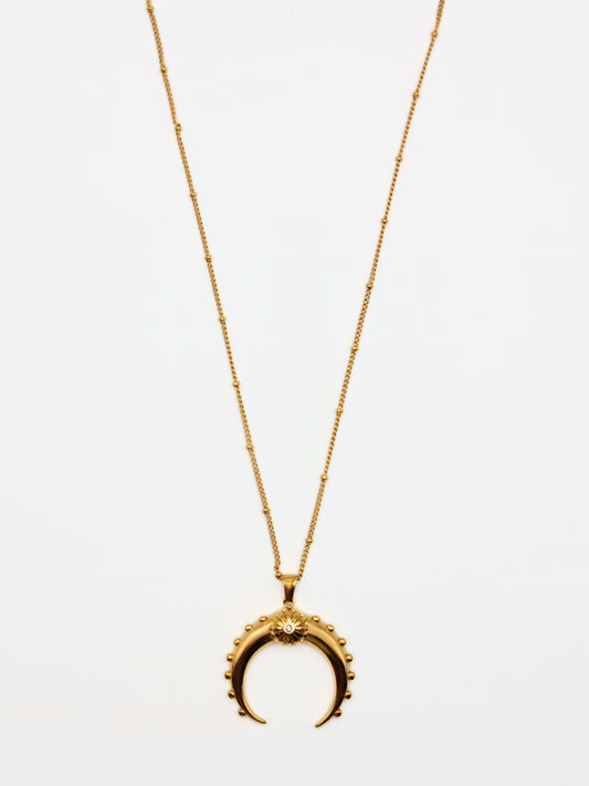gold-horn-pendant-necklace-boho-stainless-steel-tarnish-free-jewellery-waterproof-ember-and-stone-1