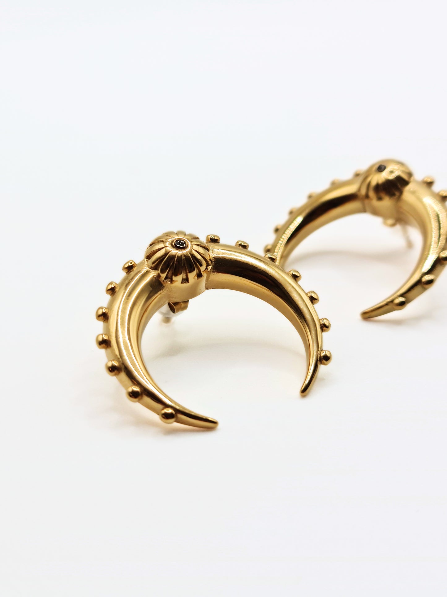 gold-horn-stud-earrings-boho-stainless-steel-tarnish-free-jewellery-waterproof-ember-and-stone-3