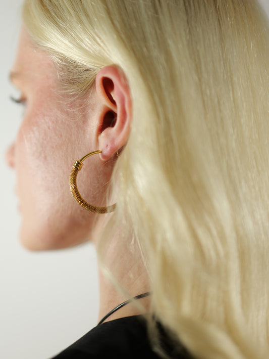 The Sienna 18k Gold Plated Mesh Large Hoop Earrings- Waterproof & Tarnish-Free
