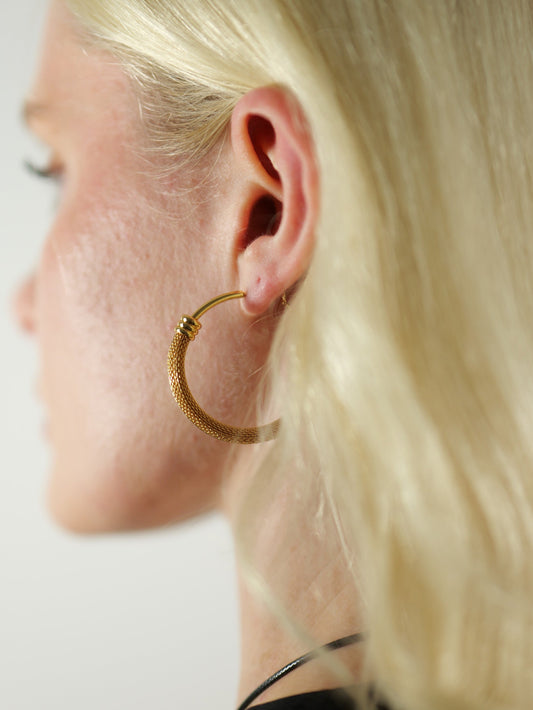 The Sienna 18k Gold Plated Mesh Large Hoop Earrings- Waterproof & Tarnish-Free