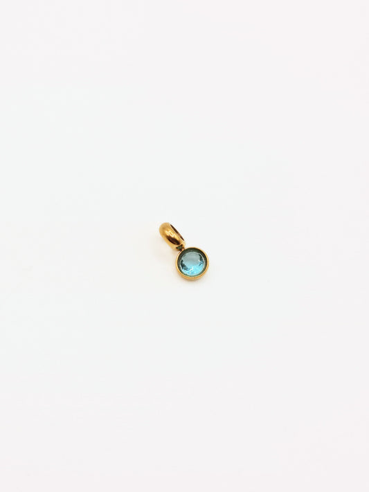 The Charm Shop March Aquamarine Birthstone 18k Gold Plated DIY Charm- Waterproof & Tarnish-Free