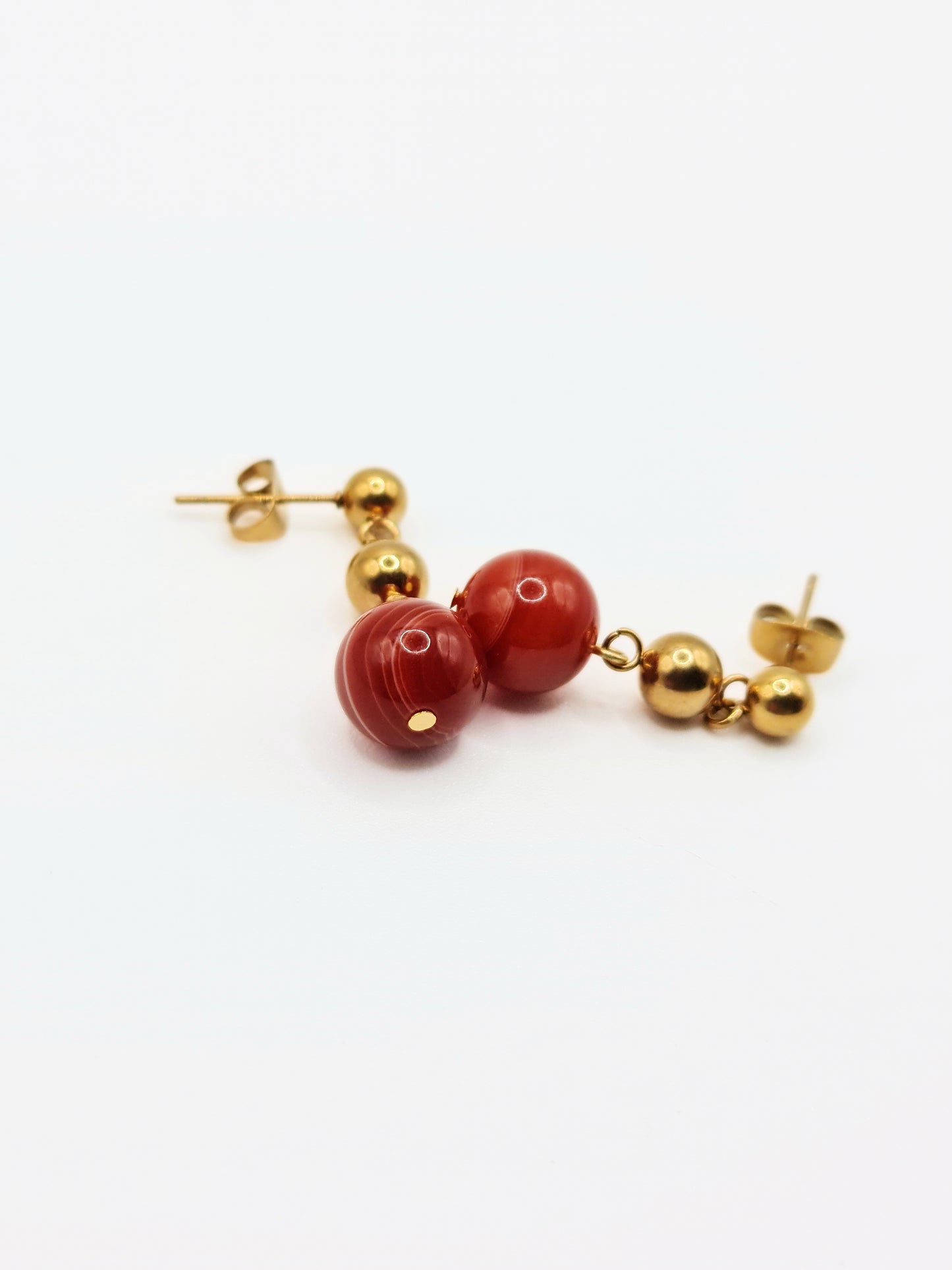 The Riviera Set Red Agate Natural Stone Beaded Necklace, Earring & Bracelet- Semi-Precious & Waterproof