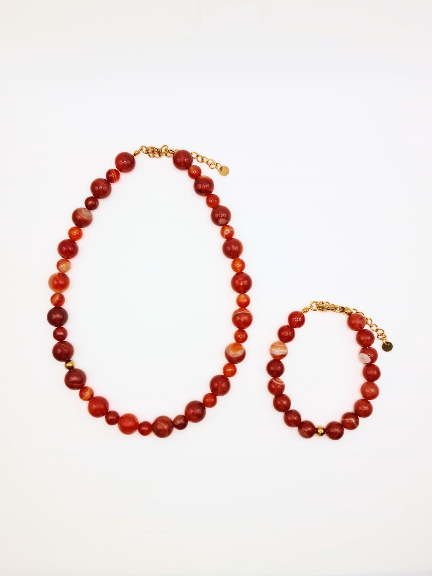 The Riviera Red Agate Natural Stone Beaded Bracelet- Semi-Precious & Waterproof