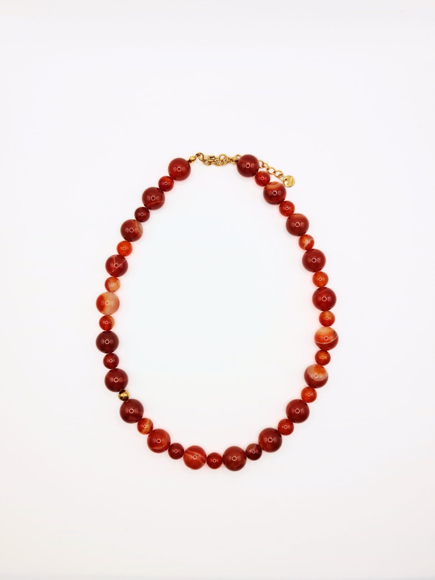 The Riviera Red Agate Natural Stone Beaded Necklace- Semi-Precious & Waterproof
