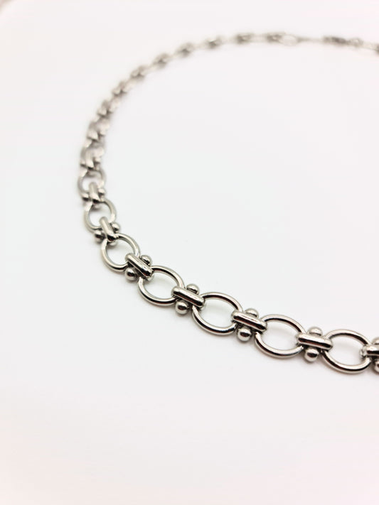 The Seville Silver Finish Tattoo Link Chain Necklace- Waterproof & Tarnish-Free