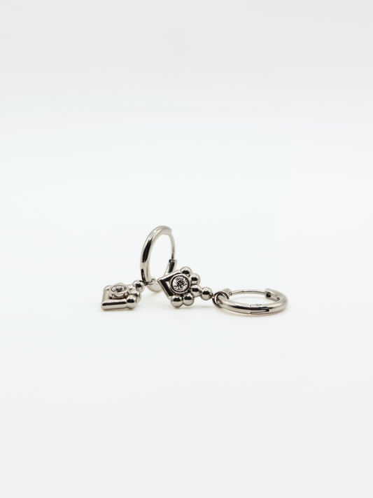 The Tavi Silver Finish Crystal Drop Hoop Earrings- Waterproof & Tarnish-Free