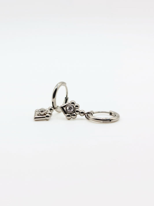 The Tavi Silver Finish Crystal Drop Hoop Earrings- Waterproof & Tarnish-Free