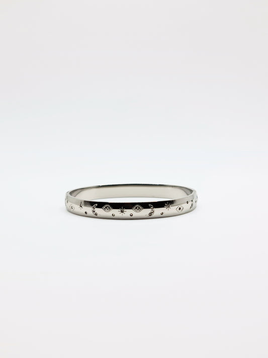 The Talisman Silver Plated Evil Eye Crystal Bangle Bracelet- Waterproof & Tarnish-Free