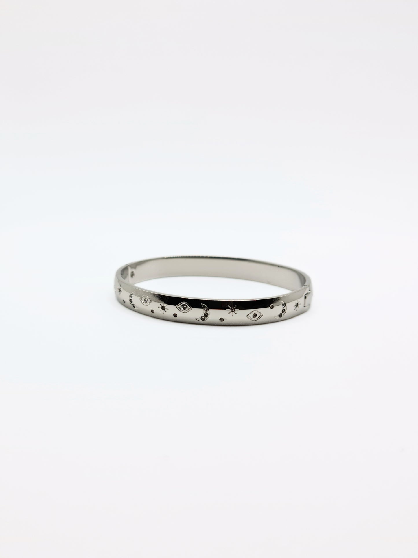 The Talisman Silver Plated Evil Eye Crystal Bangle Bracelet- Waterproof & Tarnish-Free