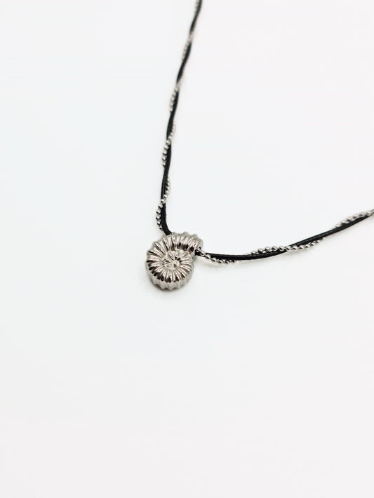 The Puglia Silver Finish Beaded Rope & Seashell Pendant Necklace- Waterproof & Tarnish Free
