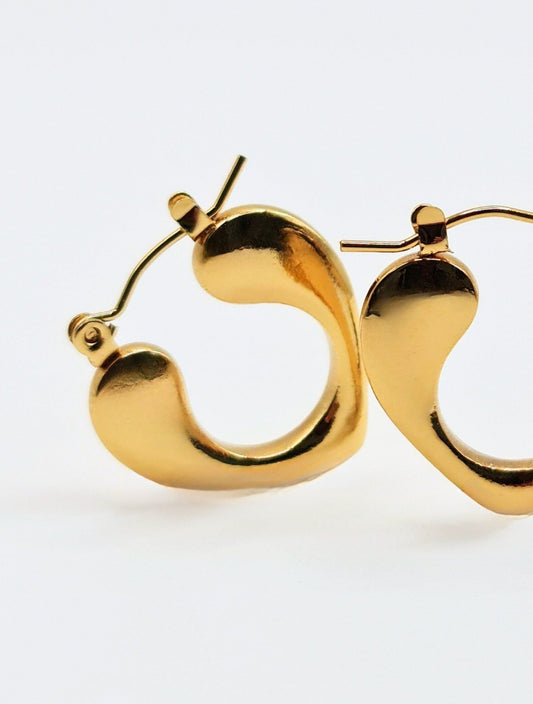 The Beau 18k Gold Plated Tarnish-Free Heart Hoop Earrings