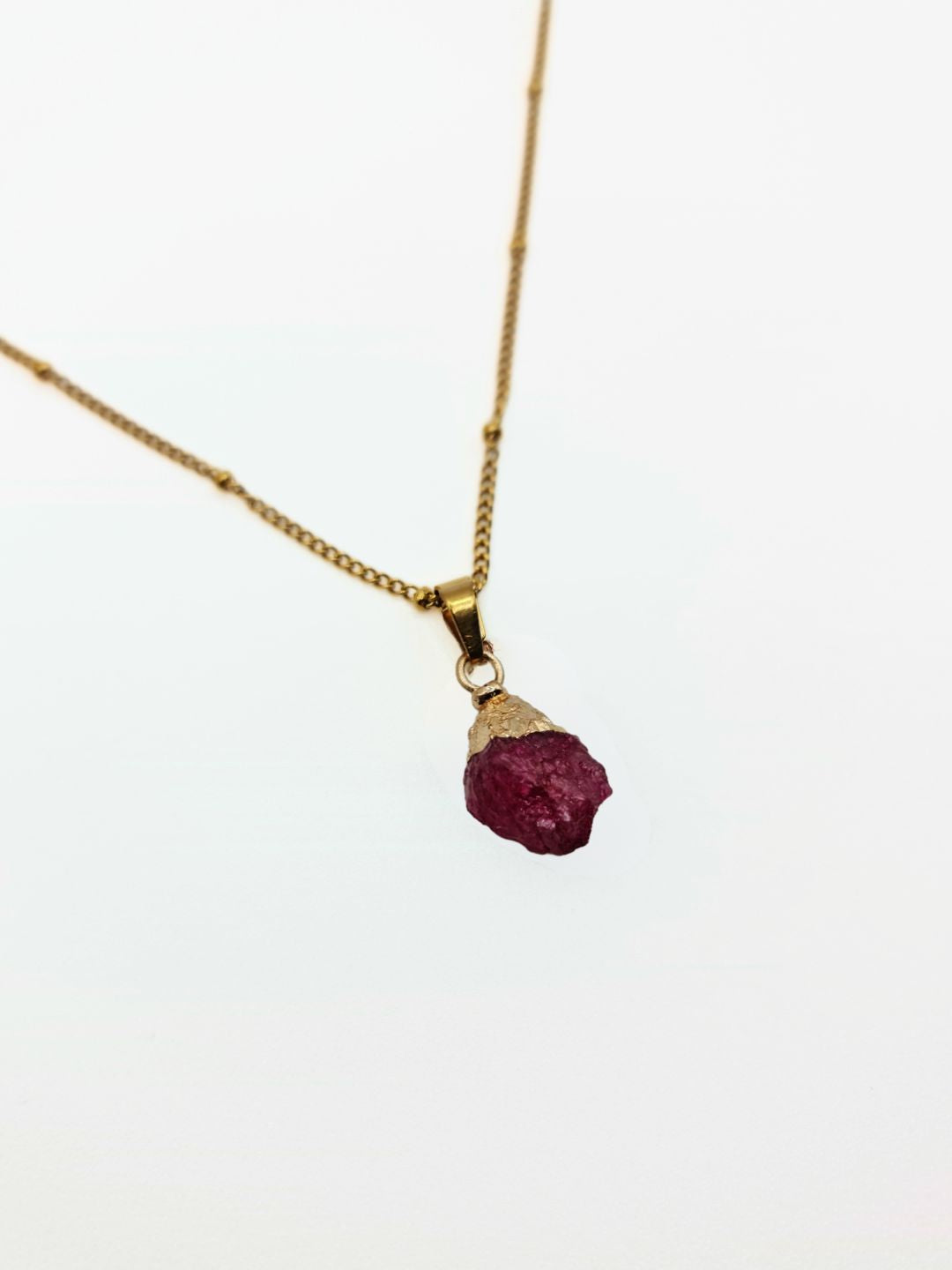 The Talisman Collection July Ruby Birthstone 18k Gold Plated Semi Precious Natural Stone Pendant Necklace