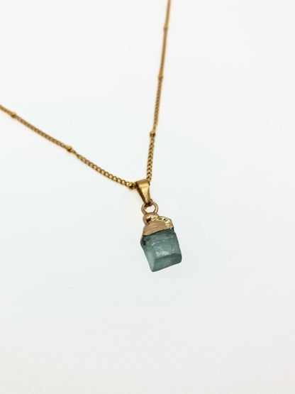 The Talisman Collection March Aquamarine Birthstone 18k Gold Plated Semi Precious Natural Stone Pendant Necklace