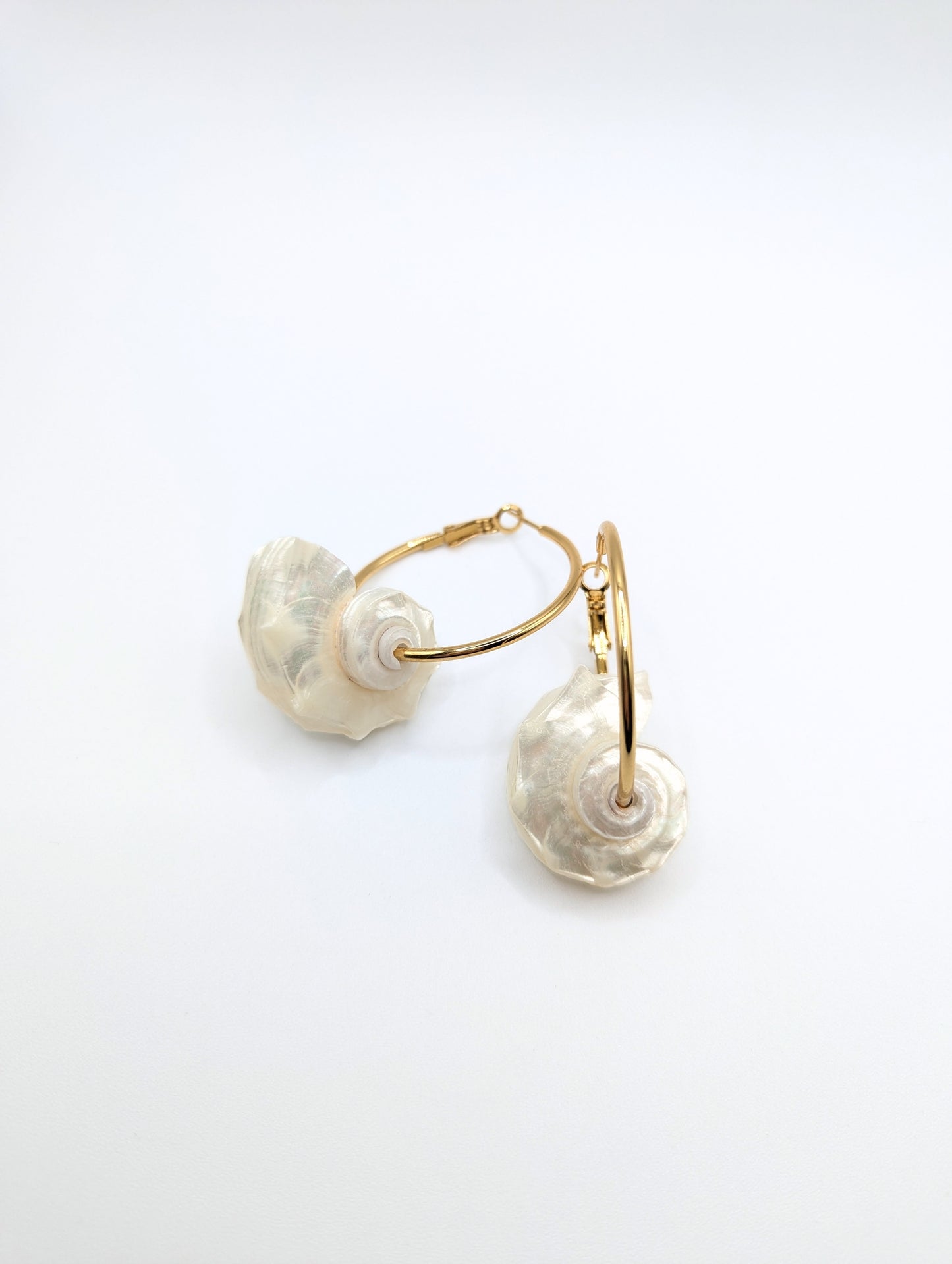 The Cannes Conch Shell 18k Gold Plated Hoop Earrings- Natural & Waterproof