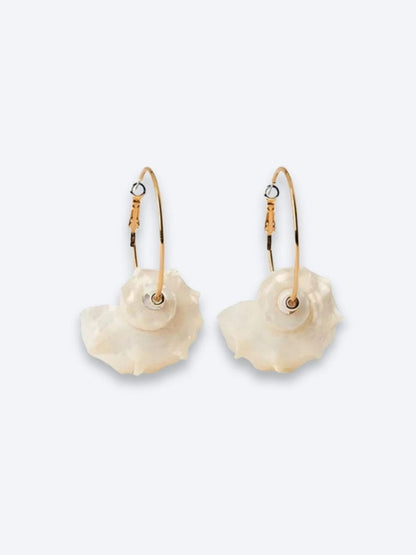 The Cannes Conch Shell 18k Gold Plated Hoop Earrings- Natural & Waterproof