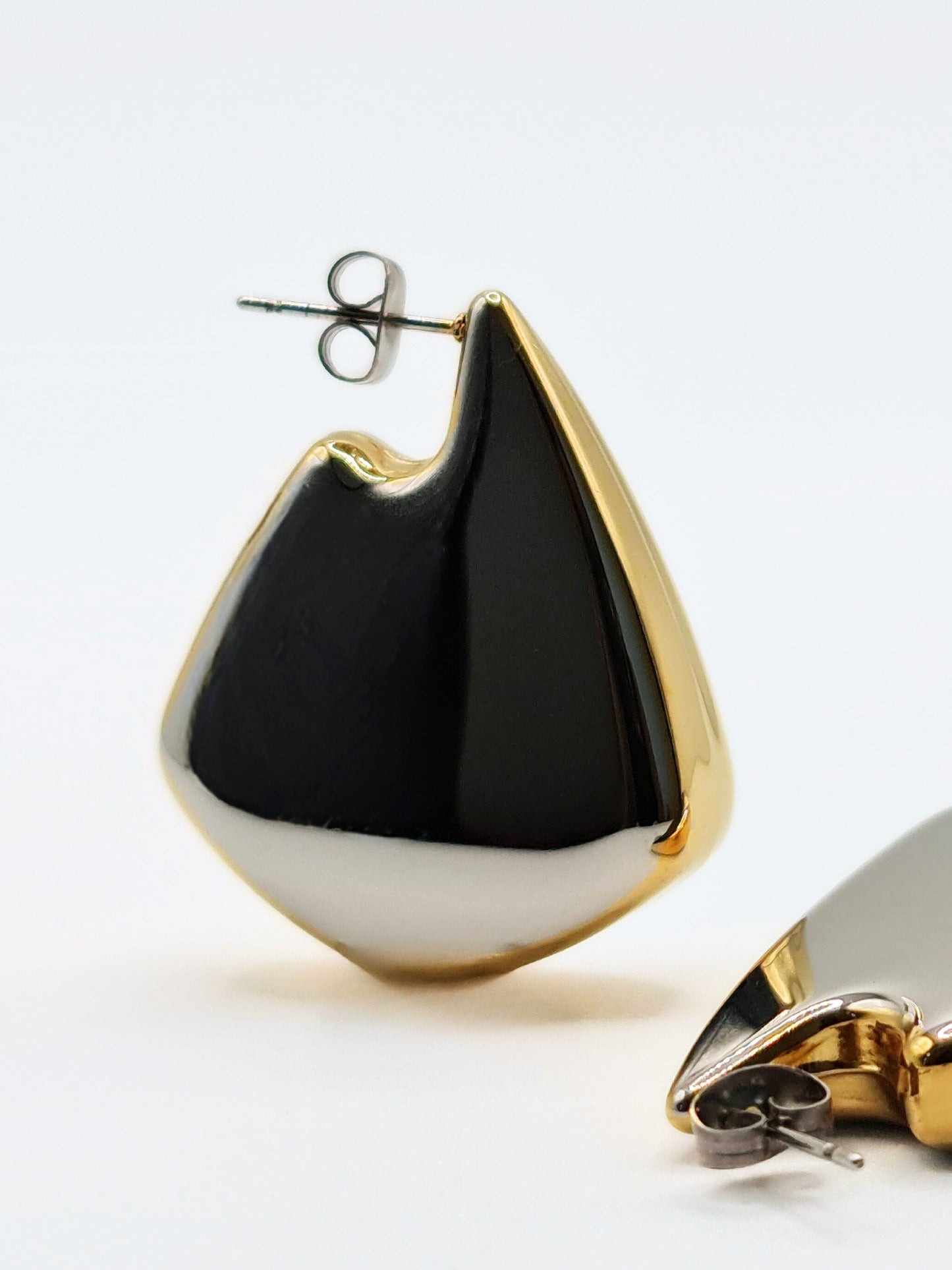 The Torso Two Tone 18k Gold Plated Tarnish-Free Statement Triangle Hoop Earrings