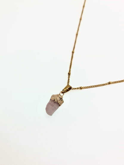 The Talisman Collection October Rose Quartz Birthstone 18k Gold Plated Semi Precious Natural Stone Pendant Necklace.