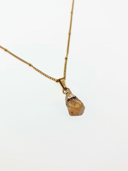 The Talisman Collection November Citrine Birthstone 18k Gold Plated Semi Precious Natural Stone Pendant Necklace