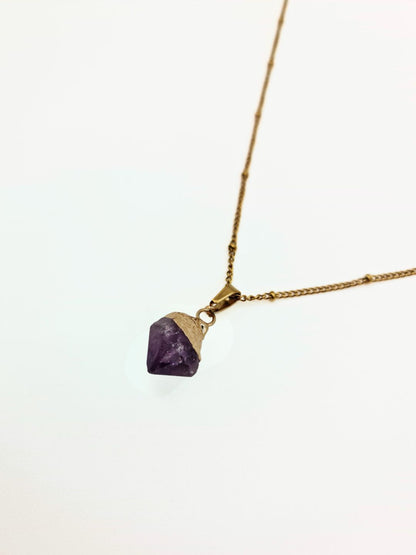 The Talisman Collection February Amethyst Birthstone 18k Gold Plated Semi Precious Natural Stone Pendant Necklace