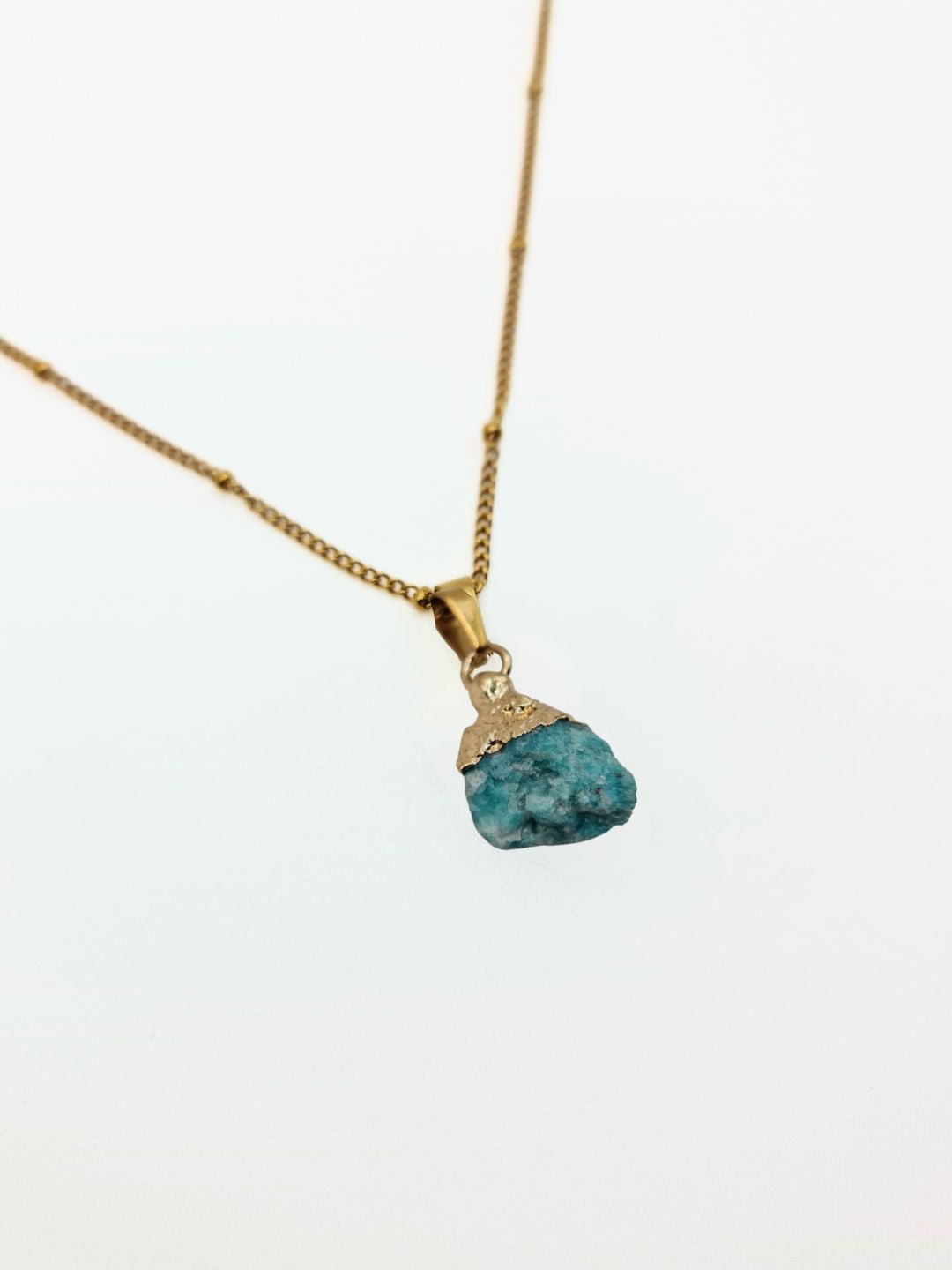 The Talisman Collection August Amazonite Birthstone 18k Gold Plated Semi Precious Natural Stone Pendant Necklace