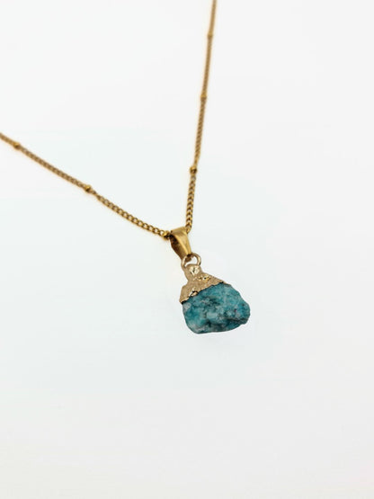 The Talisman Collection August Amazonite Birthstone 18k Gold Plated Semi Precious Natural Stone Pendant Necklace