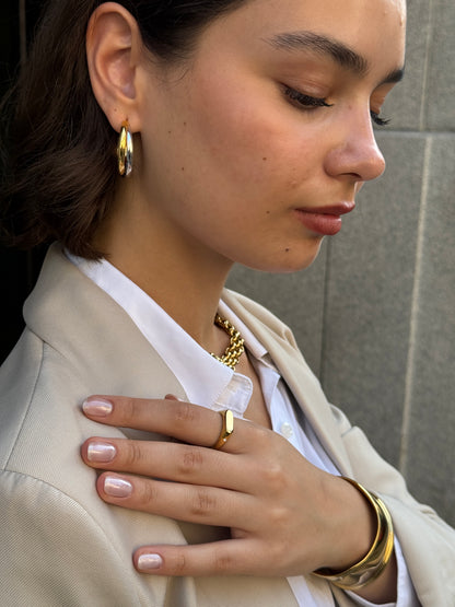 The Addison 18k Gold Plated Tarnish-Free Crystal Side Signet Ring