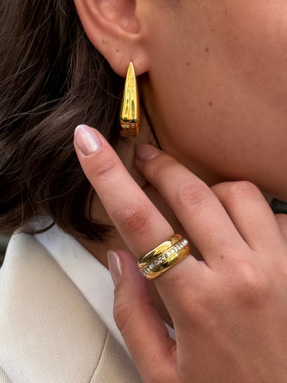 The Intrepid 18k Gold Plated Tarnish-Free Crystal Fidget Spin Ring