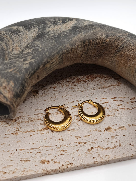 The Rue 18k Gold Plated Stainless Steel Crimped Hoop Earrings.