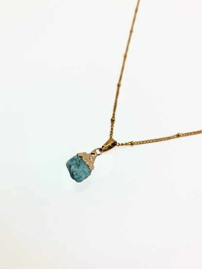 The Talisman Collection August Amazonite Birthstone 18k Gold Plated Semi Precious Natural Stone Pendant Necklace