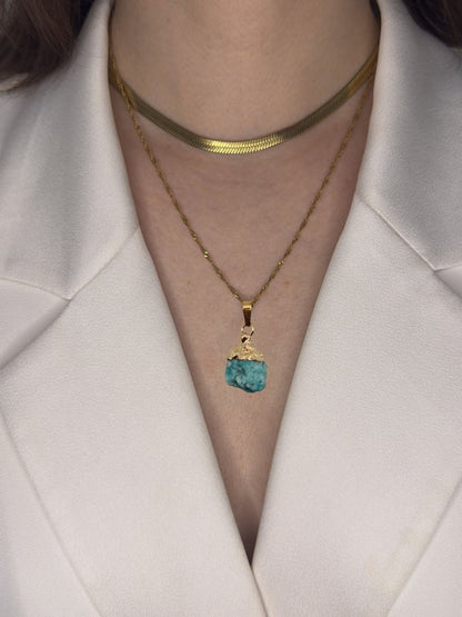 The Talisman Collection August Amazonite Birthstone 18k Gold Plated Semi Precious Natural Stone Pendant Necklace