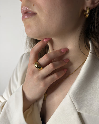 The Vanessa 18k Gold Plated Stainless Steel Multicoloured Crystal Celestial Ring.