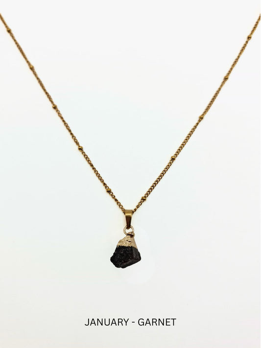 The Talisman Collection January Garnet Birthstone 18k Gold Plated Semi Precious Natural Stone Pendant Necklace