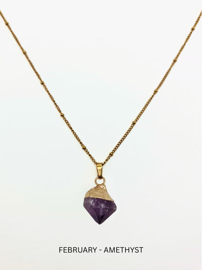 The Talisman Collection February Amethyst Birthstone 18k Gold Plated Semi Precious Natural Stone Pendant Necklace