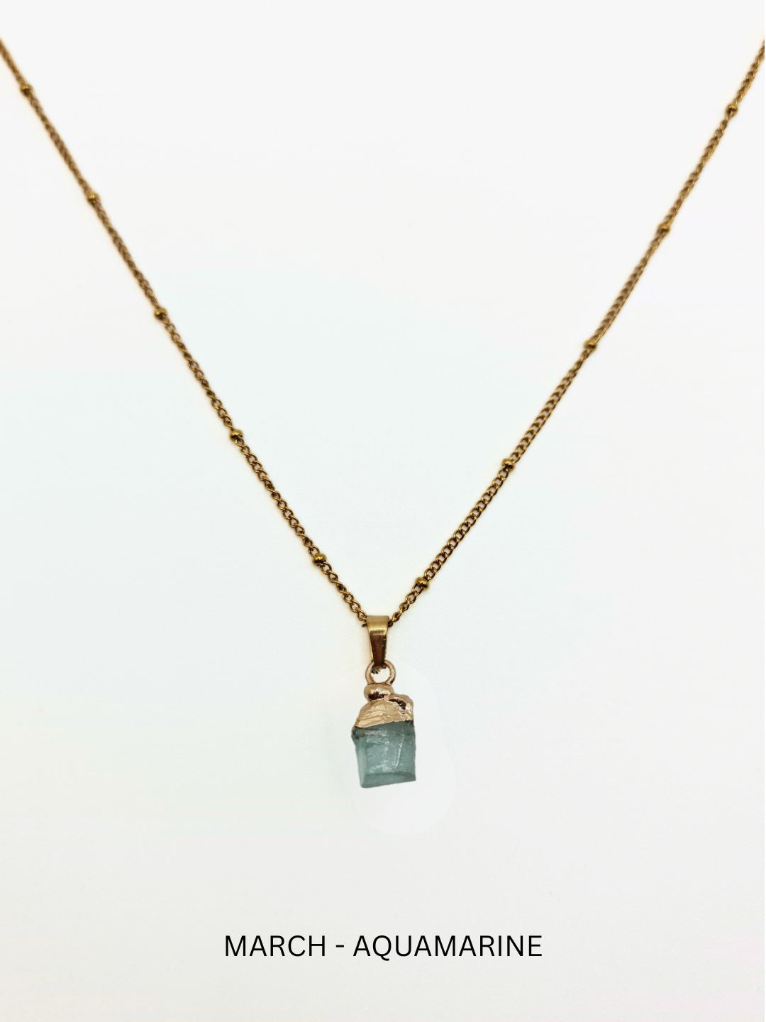 The Talisman Collection March Aquamarine Birthstone 18k Gold Plated Semi Precious Natural Stone Pendant Necklace