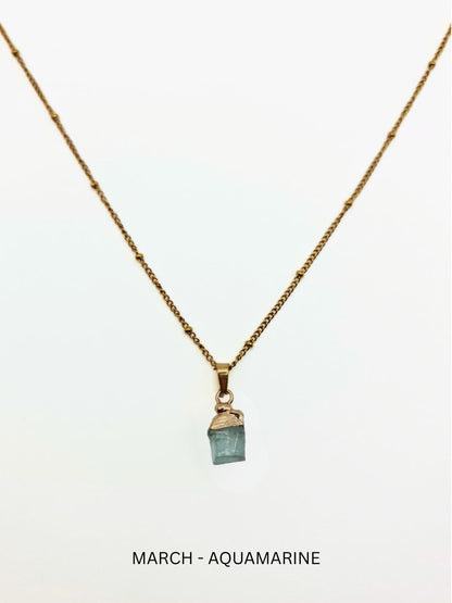 The Talisman Collection March Aquamarine Birthstone 18k Gold Plated Semi Precious Natural Stone Pendant Necklace