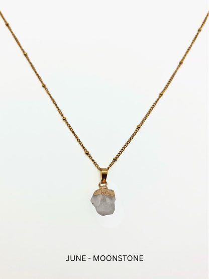 The Talisman Collection June Moonstone Birthstone 18k Gold Plated Semi Precious Natural Stone Pendant Necklace
