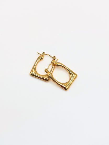 The George 18k Gold Plated Stainless Steel Rectangle Hoop Earrings.