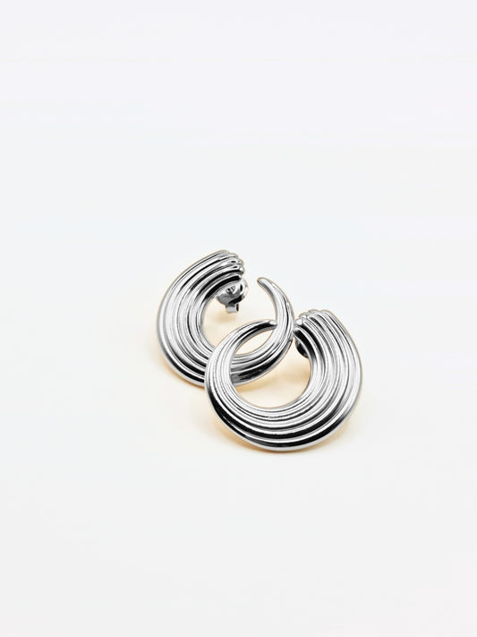 The Seychelles Silver Finish Horn Stud Earrings- Waterproof & Tarnish-Free