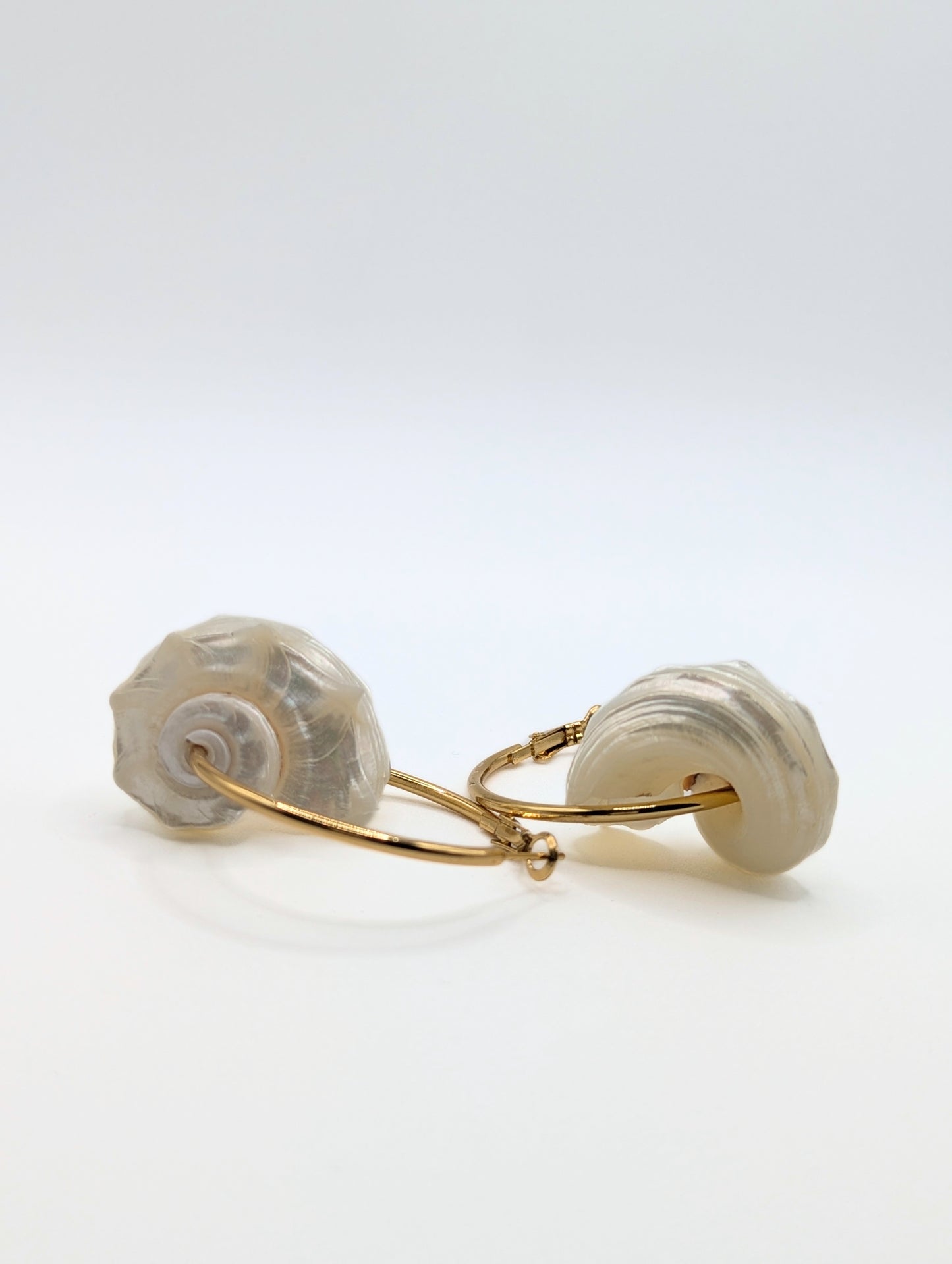 The Cannes Conch Shell 18k Gold Plated Hoop Earrings- Natural & Waterproof