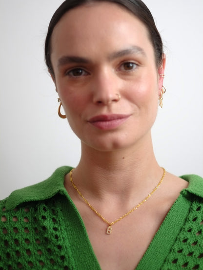 The Lottie 'D' Initial 18k Gold Plated Stainless Steel Pave Crystal Pendant Necklace