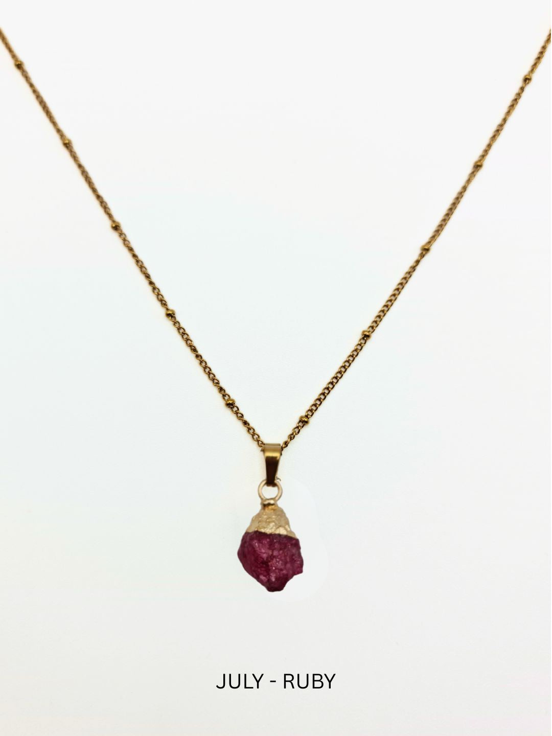 The Talisman Collection July Ruby Birthstone 18k Gold Plated Semi Precious Natural Stone Pendant Necklace