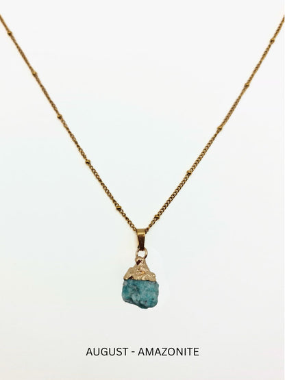 The Talisman Collection August Amazonite Birthstone 18k Gold Plated Semi Precious Natural Stone Pendant Necklace