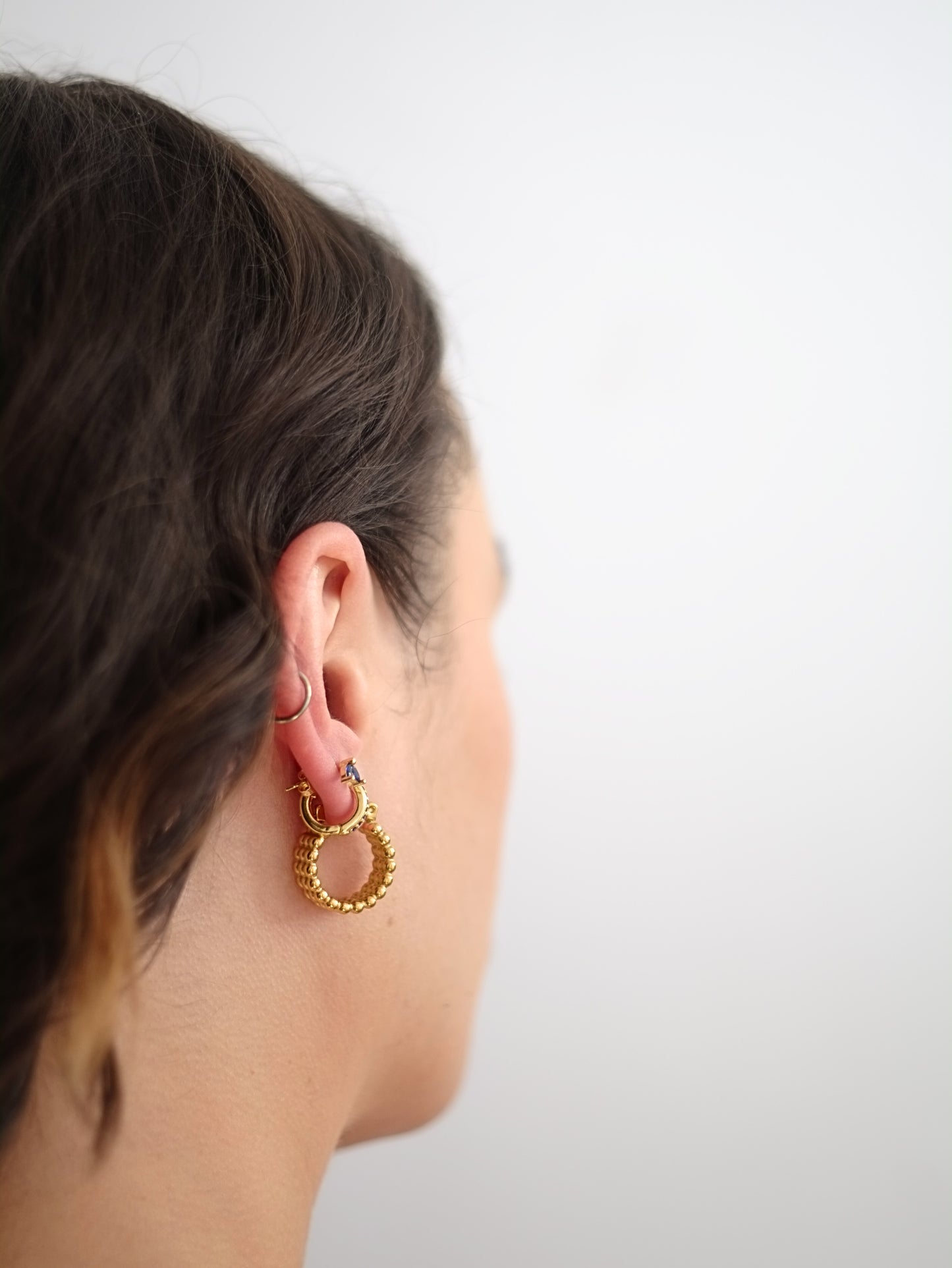 The Talisman Collection 18k Gold Plated Stainless Steel Beaded Hoop Earrings.