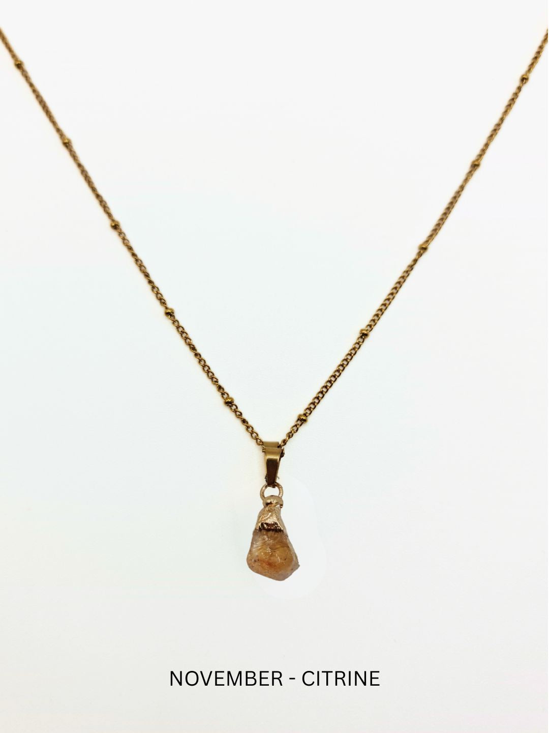 The Talisman Collection November Citrine Birthstone 18k Gold Plated Semi Precious Natural Stone Pendant Necklace