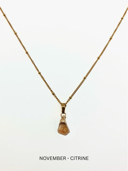 The Talisman Collection November Citrine Birthstone 18k Gold Plated Semi Precious Natural Stone Pendant Necklace