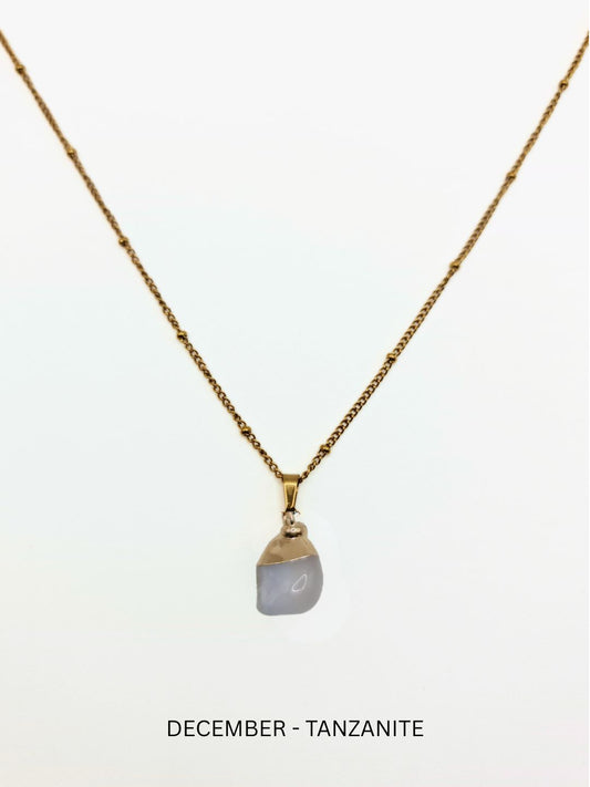 The Talisman Collection December Tanzanite Birthstone 18k Gold Plated Semi Precious Natural Stone Pendant Necklace